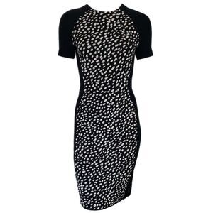 Tory Burch Gemma Sweater Dress Merino Wool Black Dotted Pony Small